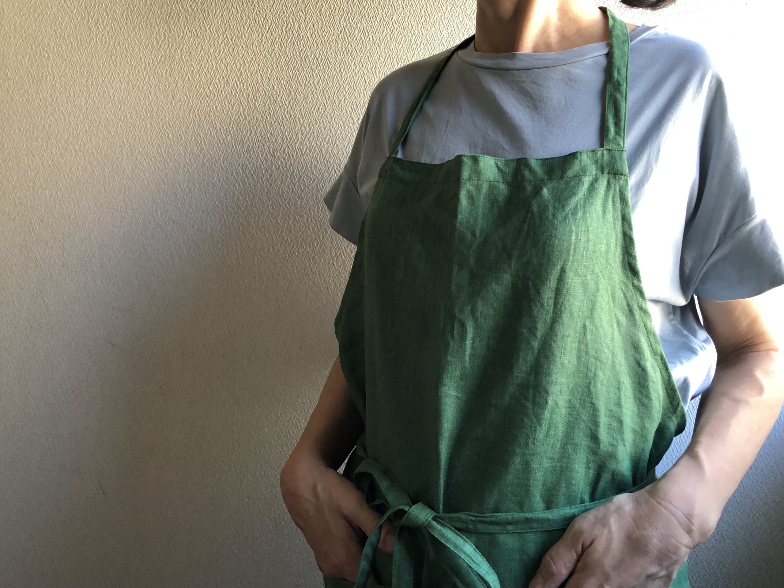 WOOF リネンエプロン グリーン リネンエプロン RINTO／woof（ウーフ